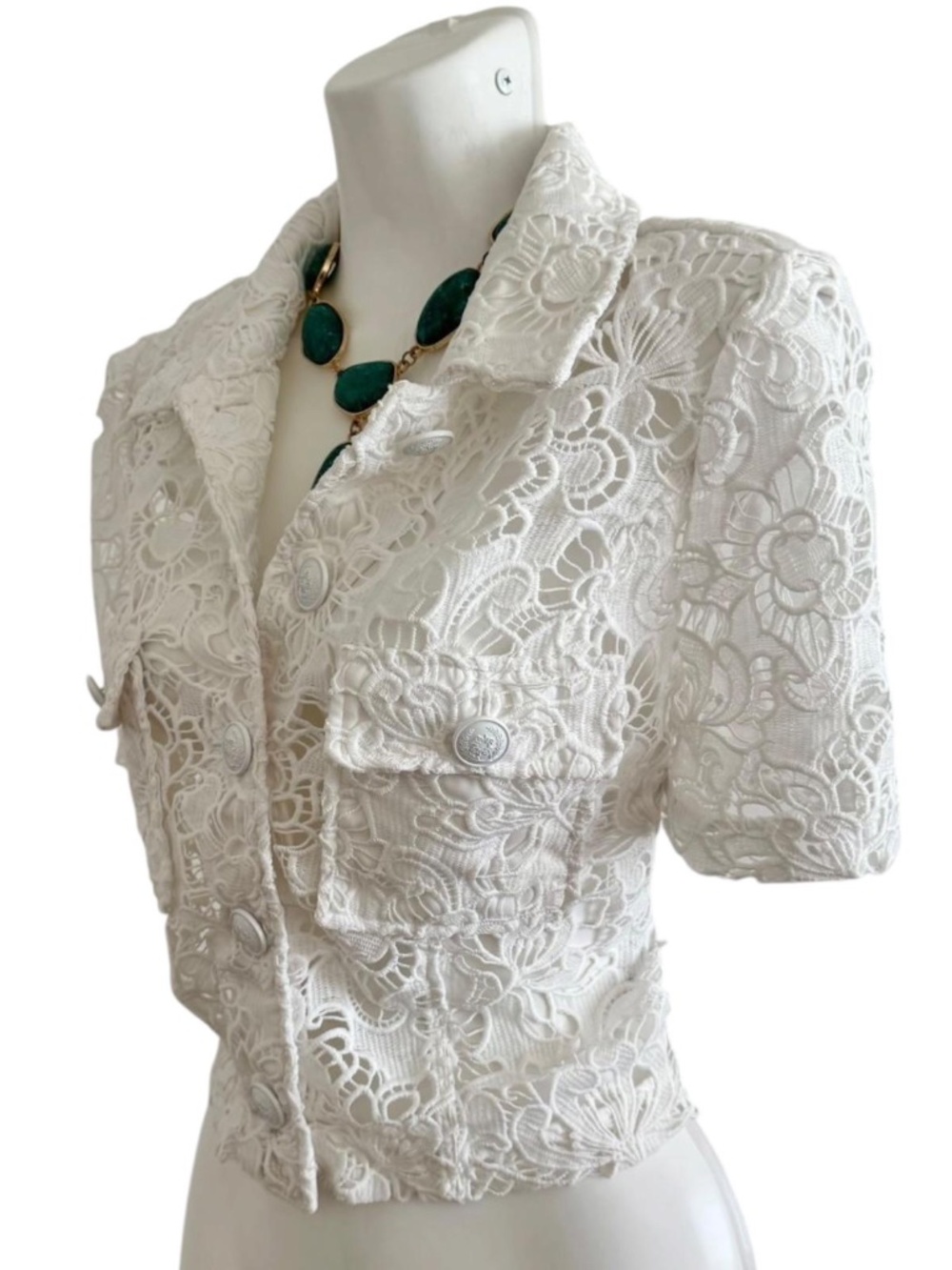 White House Black Market White Lace Jacket Size Small - Picture 3 of 8